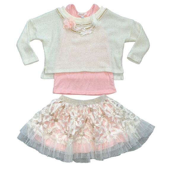 Sara Sara Other - 24m Baby Sara Sara Hannah Banana Girls 3pc Matching Outfit Set Top Skirt Sweater